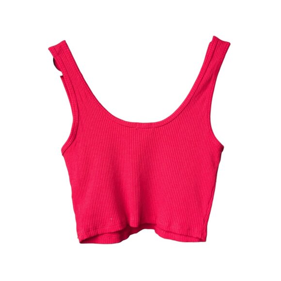 Garage Red V-neck Ribbed Cropped Tank Top Women Size Medium - Picture 5 of 10